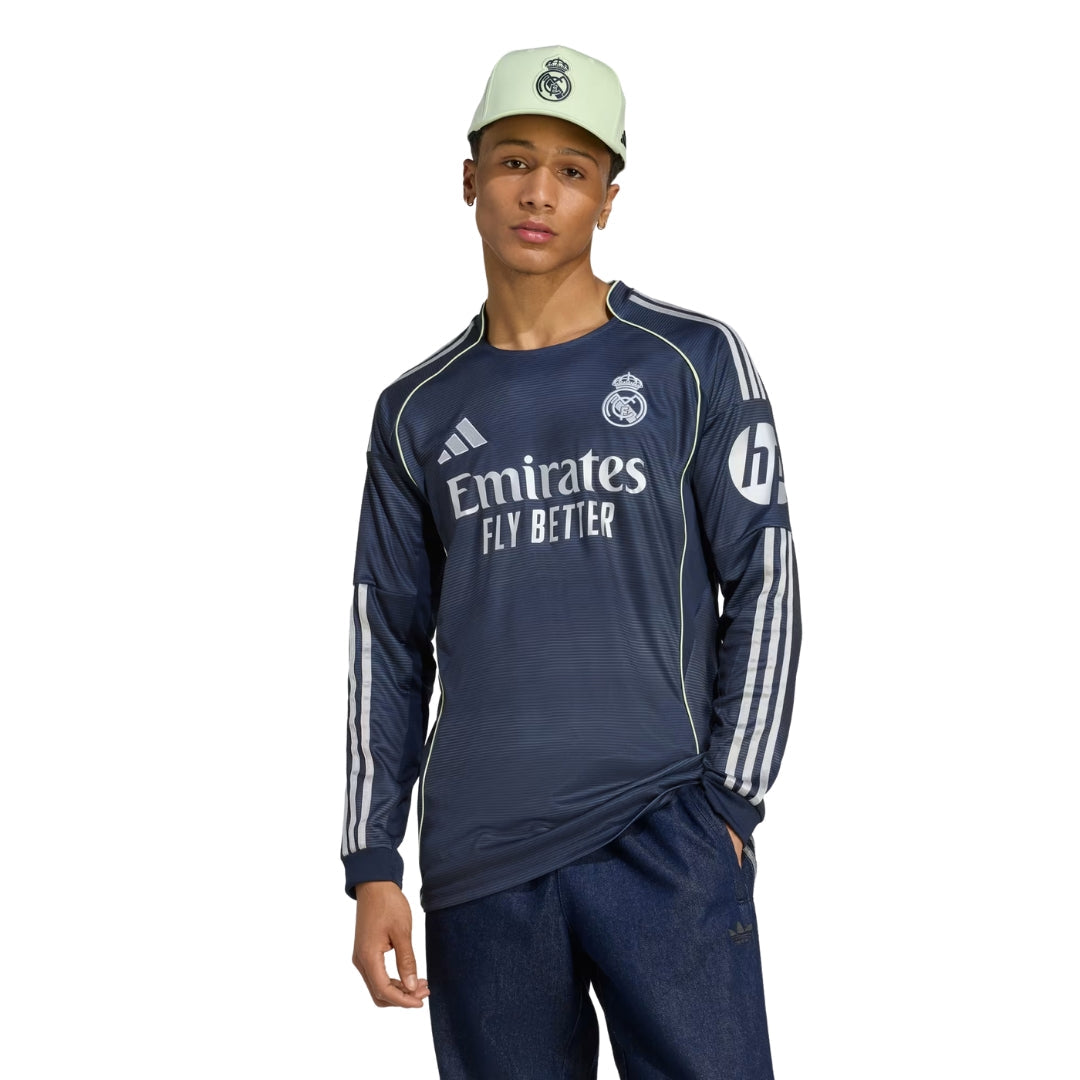 adidas Real Madrid Rodrygo Long Sleeve Away Jersey w/ Champions League Patches 25/26 (Legend Ink)