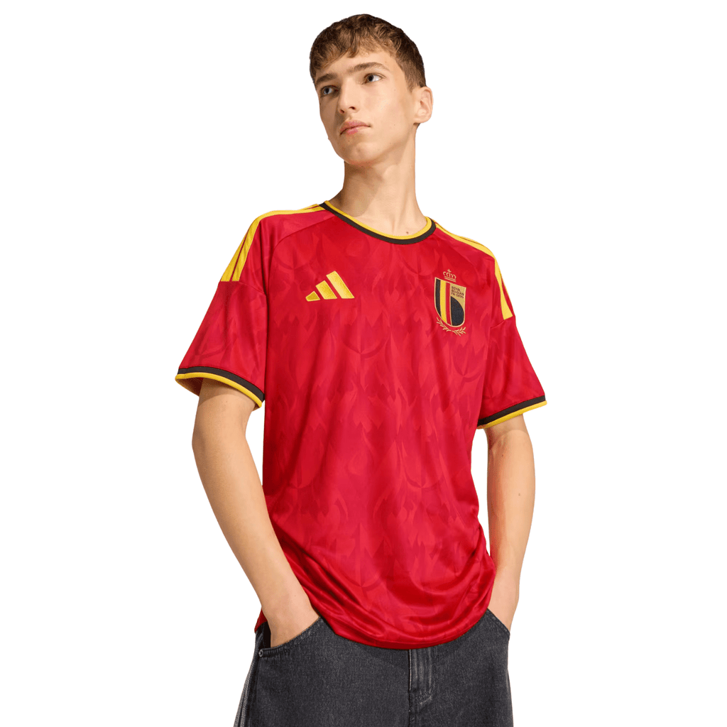 adidas Men's Belgium Leandro Trossard Home Jersey 2026 (Red/Bold Gold)