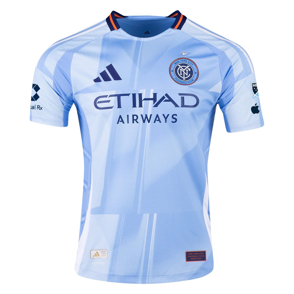 adidas Strahinja Tanasijević New York City FC Authentic Home Jersey 25/26 w/ MLS Patches (Bahia Light Blue)
