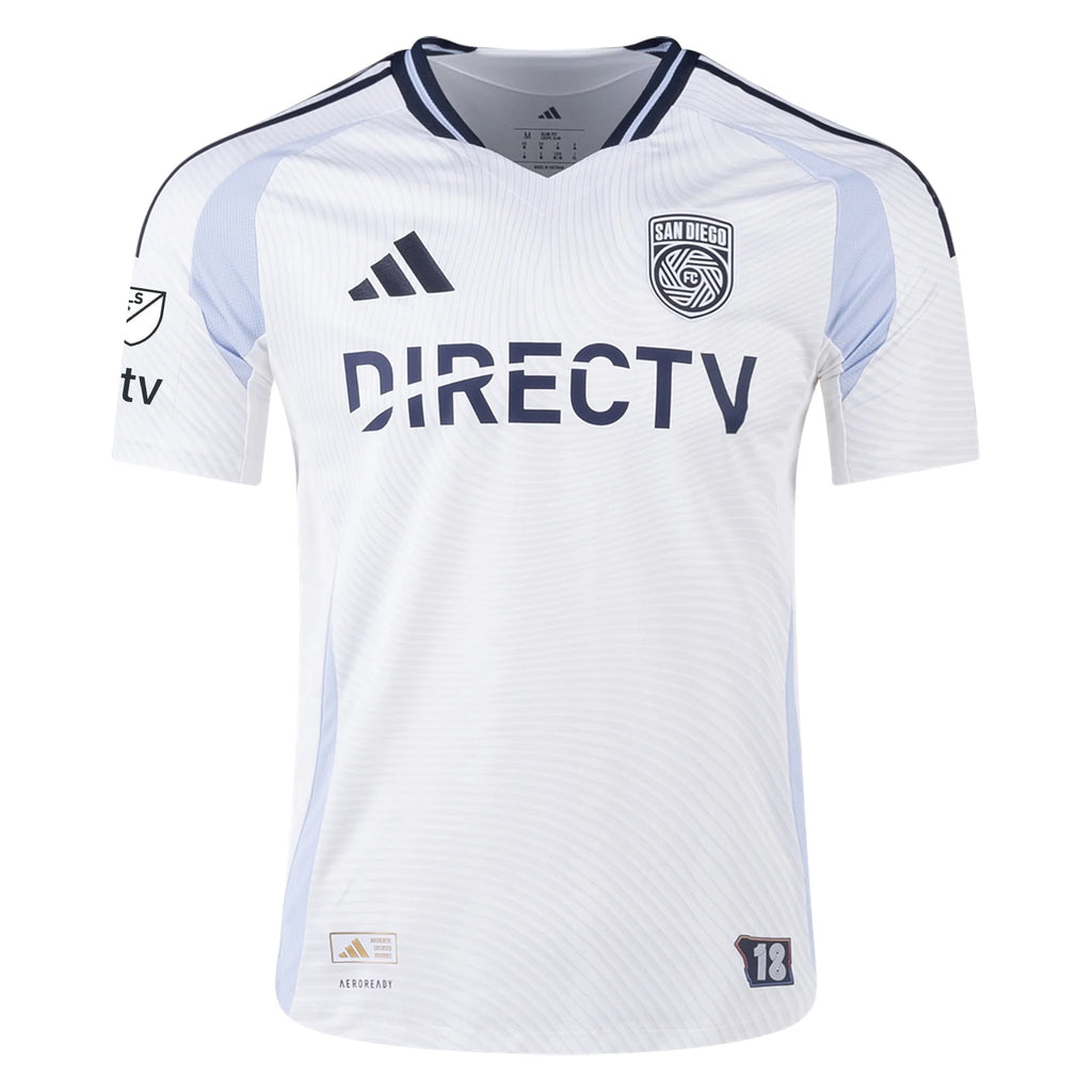 adidas San Diego FC Authentic Luca de la Torre Away Jersey 25/26 w/ MLS & Apple Patch (White)