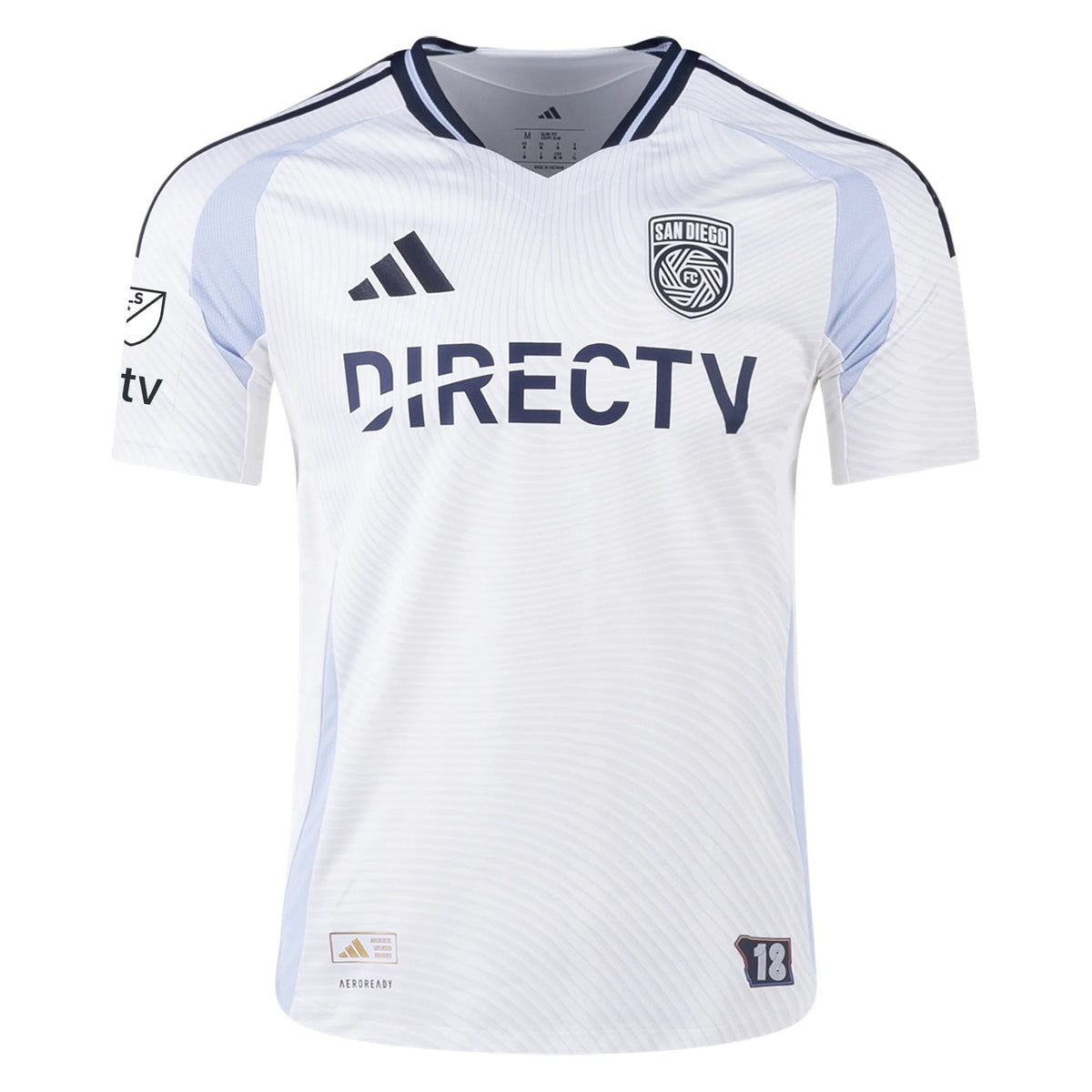 adidas San Diego FC Authentic Luca Bombino Away Jersey 25/26 w/ MLS & Apple Patch (White)
