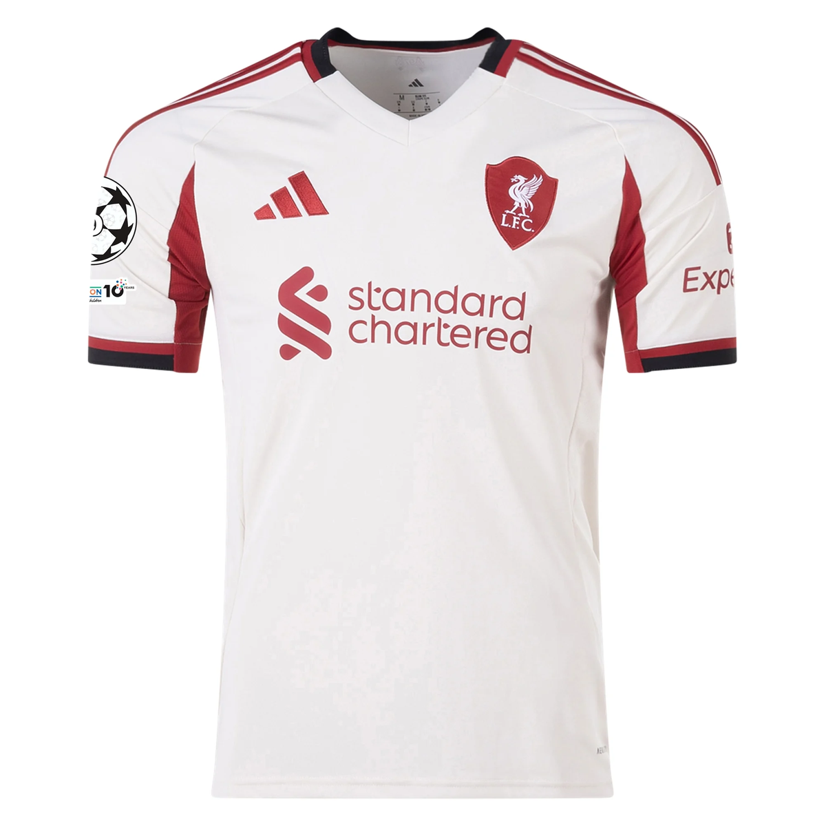 adidas Men's Liverpool Ibrahima Konaté Away Jersey w/ Champions League Patches 25/26 (Wonder White)