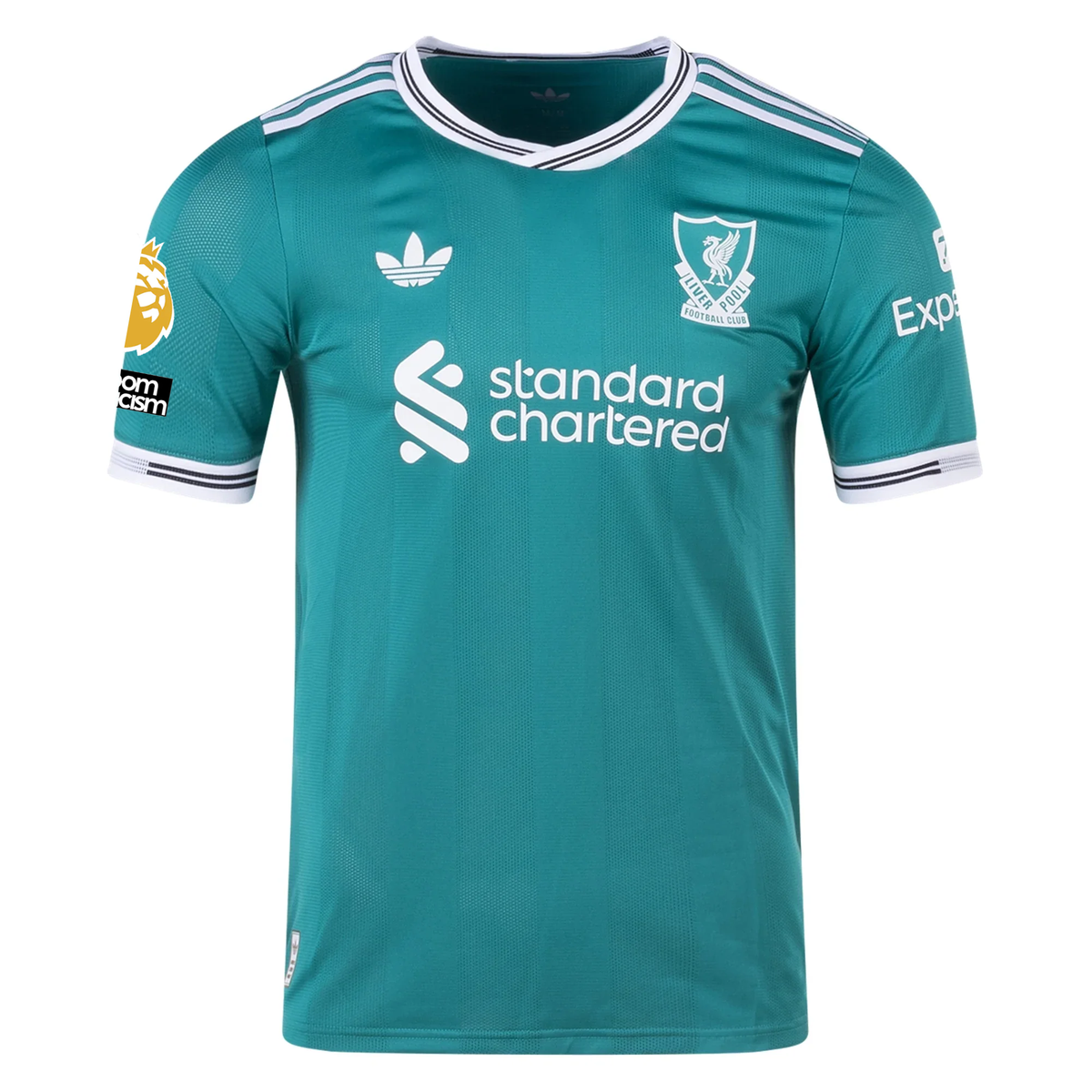 adidas Liverpool FC Authentic Third Jersey w/ EPL + No Room For Racism Patches 25/26 (Sea Green)