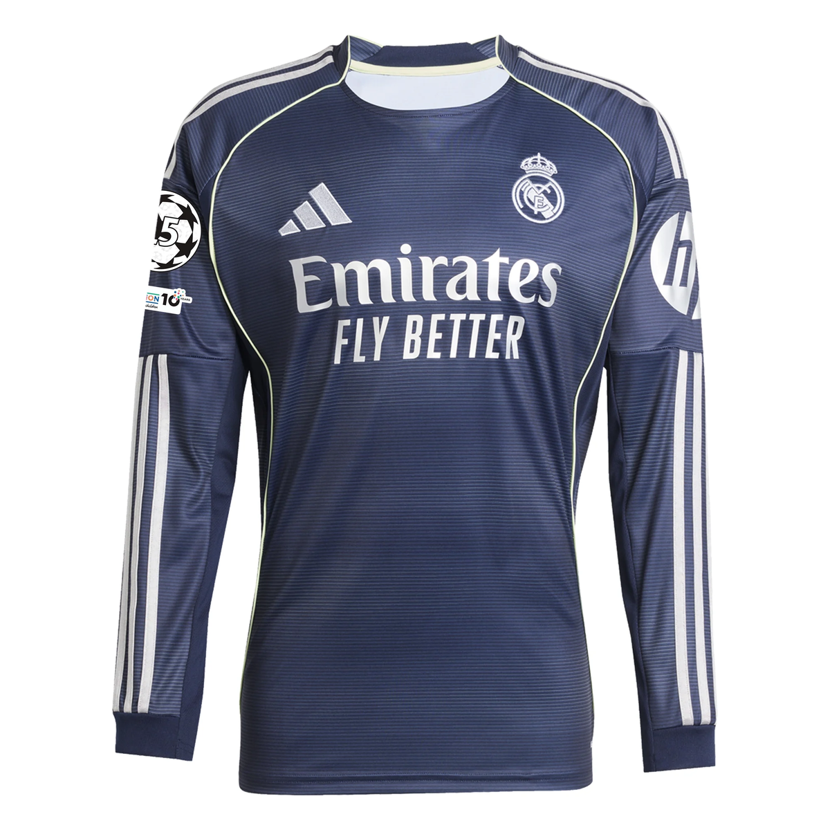 adidas Real Madrid Rodrygo Long Sleeve Away Jersey w/ Champions League Patches 25/26 (Legend Ink)