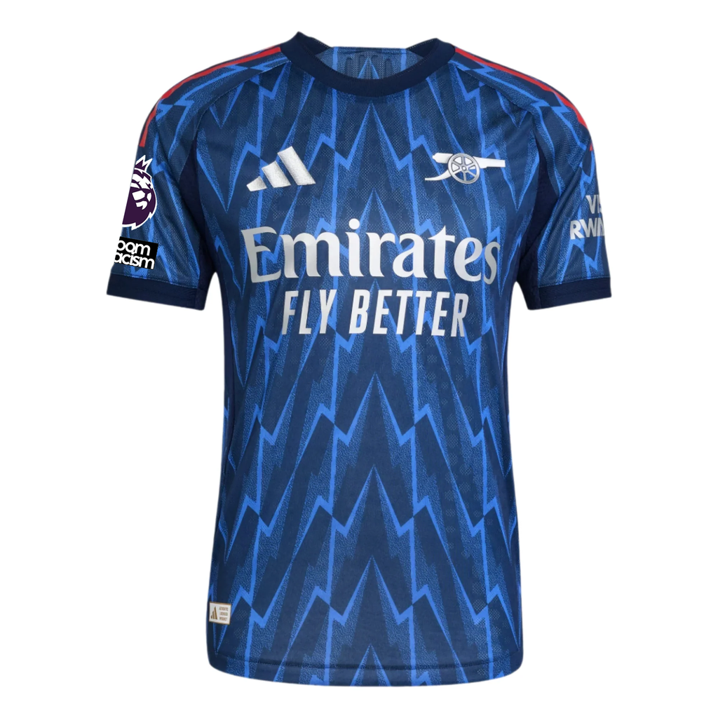 adidas Arsenal Authentic Gabriel Martinelli Away Jersey w/ EPL + No Room For Racism 25/26 (Indigo/Silver)