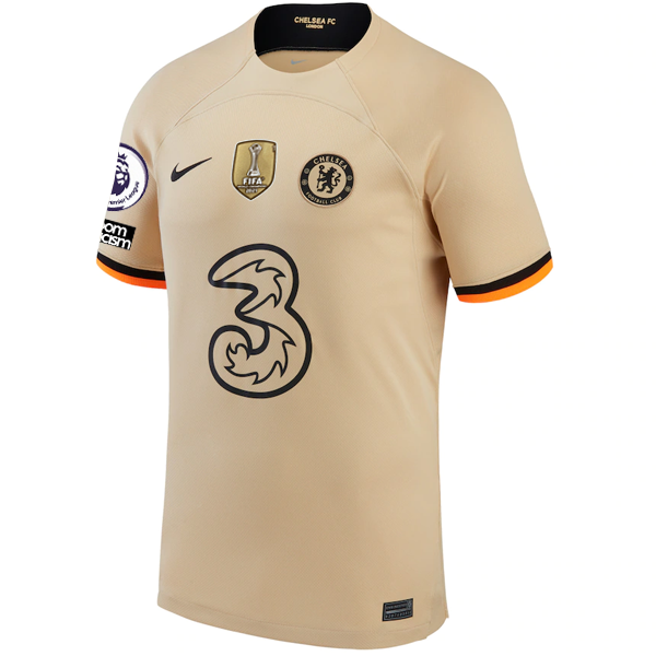 Nike Chelsea Mason Mount Third Jersey w/ EPL + No Room For Racism + Club World Cup Patches 22/23 (Sesame/Black)