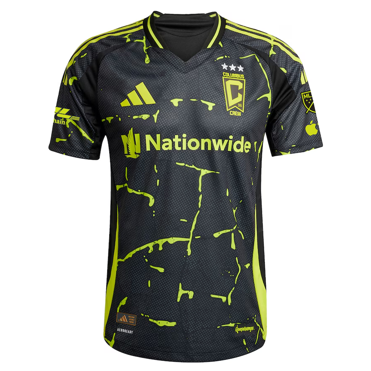adidas Nicholas Hagen Columbus Crew Authentic Away Jersey w/ MLS Patches 25/26 (Black/Yellow)