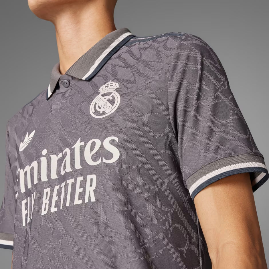 adidas Men's Real Madrid Authentic Luka Modric Third Jersey w/ Champions League Patches 24/25 (Charcoal)