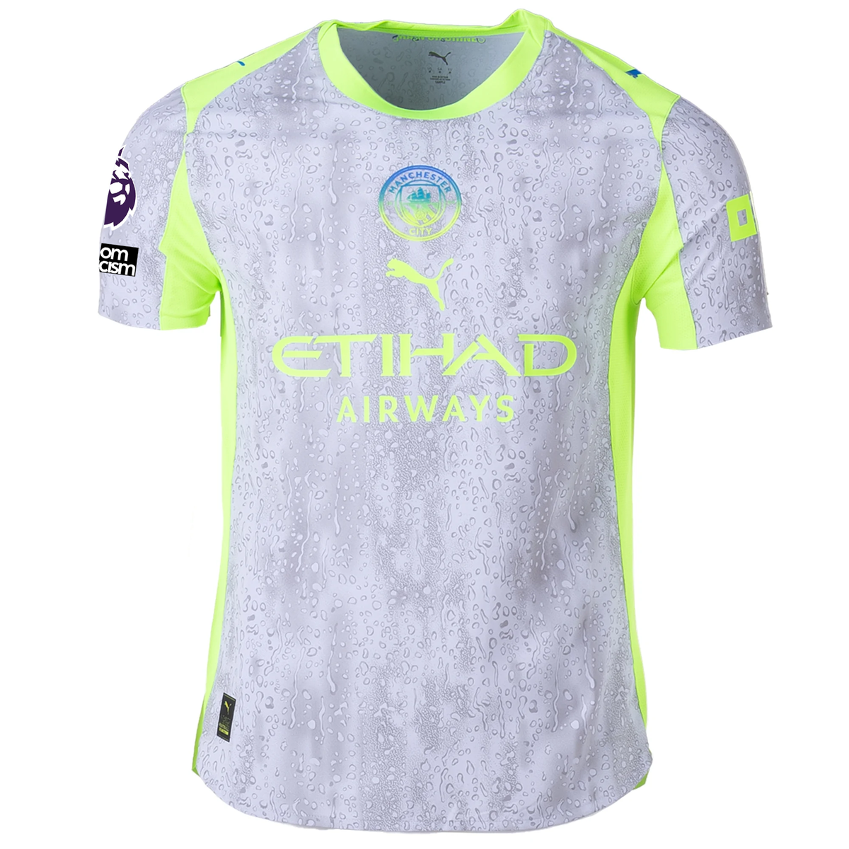 Puma Manchester City Authentic Stones Third Jersey w/ EPL + No Room For Racism 25/26 (Cool Weather/Pro Green)